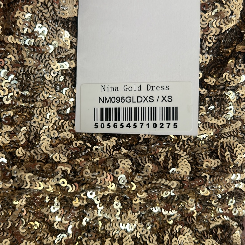 Gold XS Nadine Merabi Dress Rare - Picture 2 of 6
